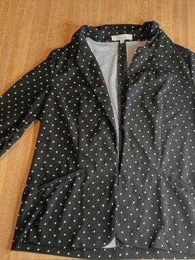 Black Polka Dot Women's Blazer Jacket - Classic Open-Front
